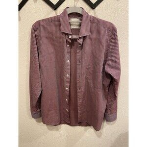 Billy Reid Shirt Mens Small Button Shirt Blue Pink Gingham Standard Lightweight